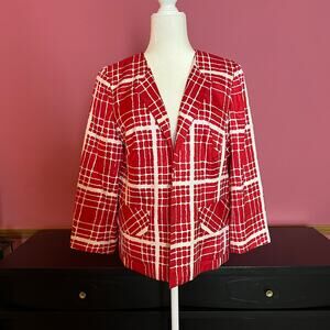 Vintage Pendleton 100% Silk Blazer Jacket Red Plaid Womens 12